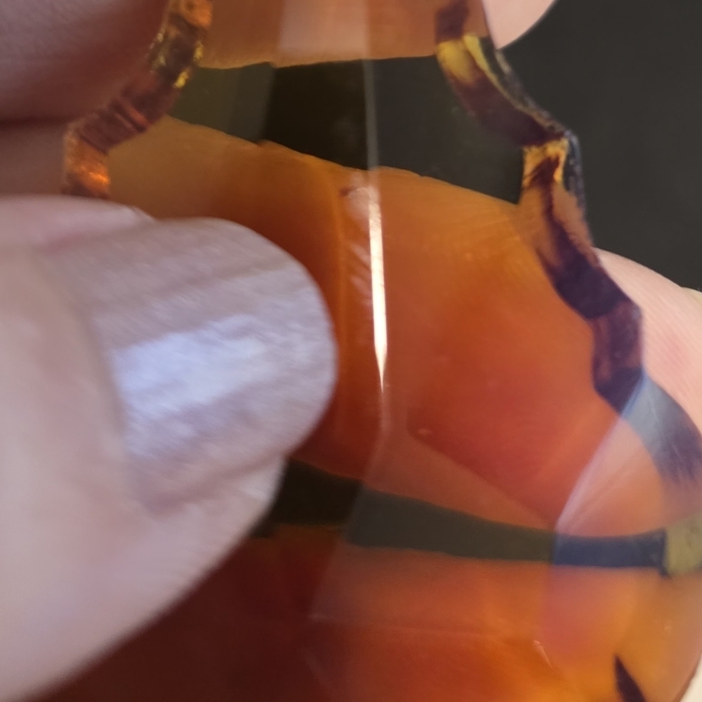 Amber Glass Pendant With Black Ribbon Cord Necklace - Picture 4 of 6